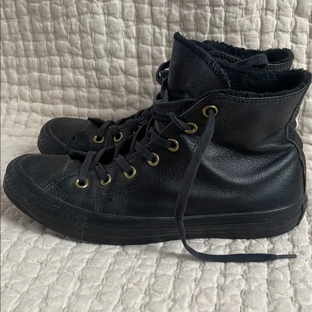 Black leather Converse High-top Women’s 8 - Picture 6 of 8